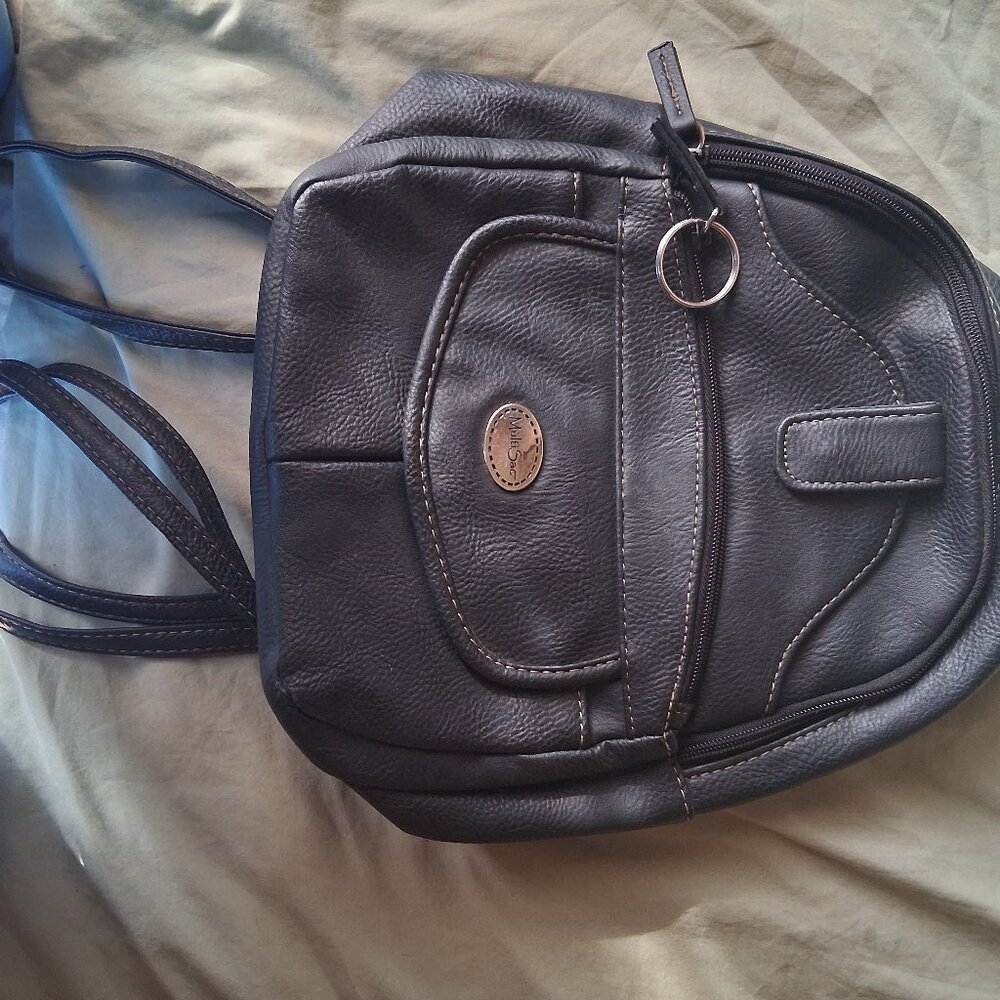 Leather black purse back pack